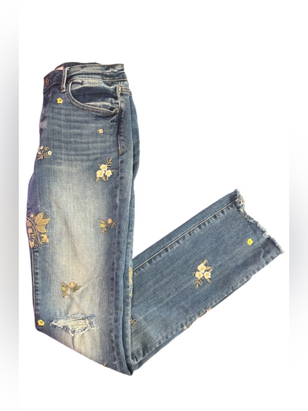 Driftwood Audrey Floral Embroidered Skinny Jeans Sz 27